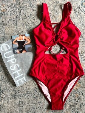 Red Cutout One-Piece Swimsuit